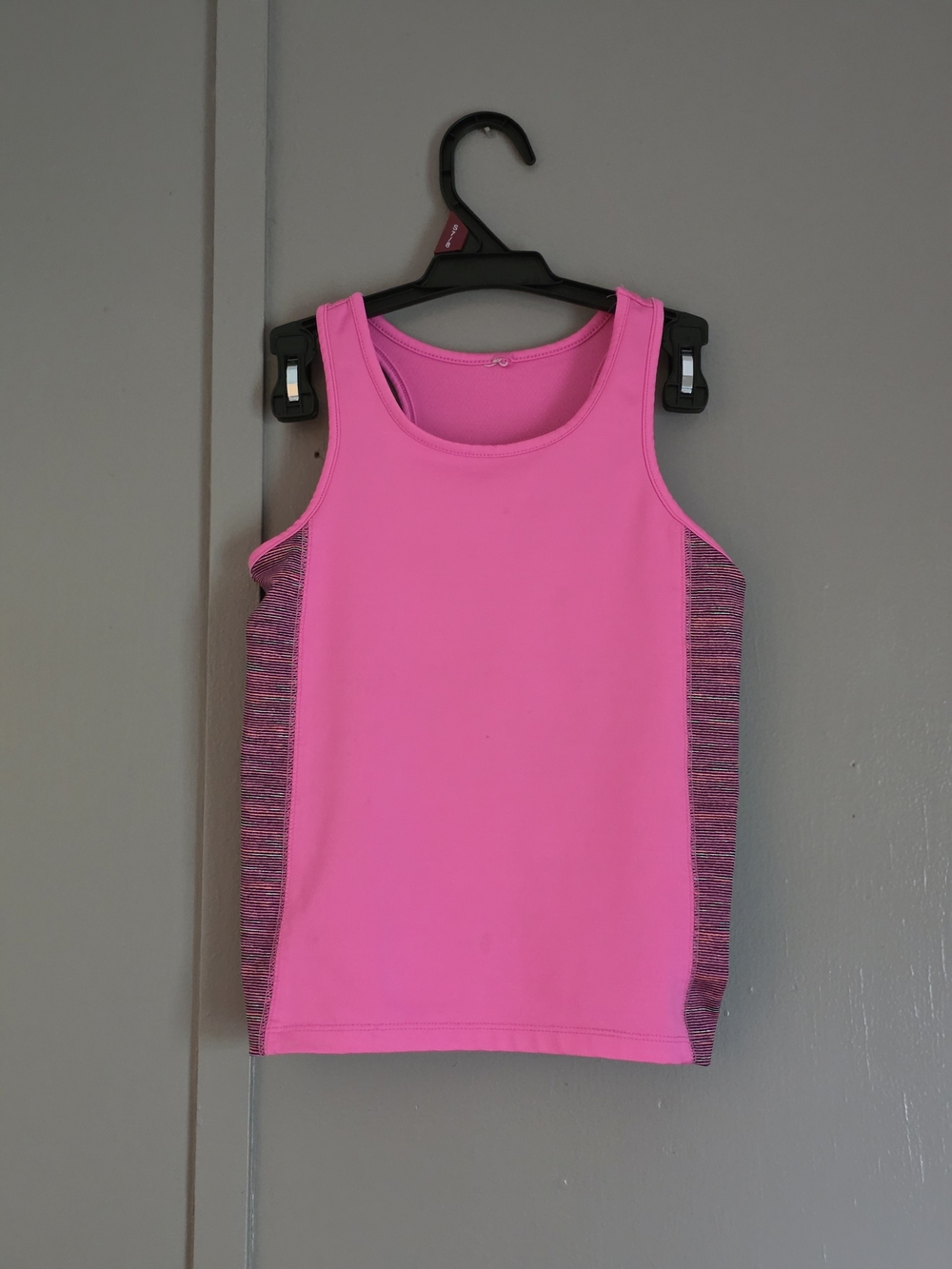 Girls' Active Tank Top - Hot Pink with Heathered Pink Side Panels